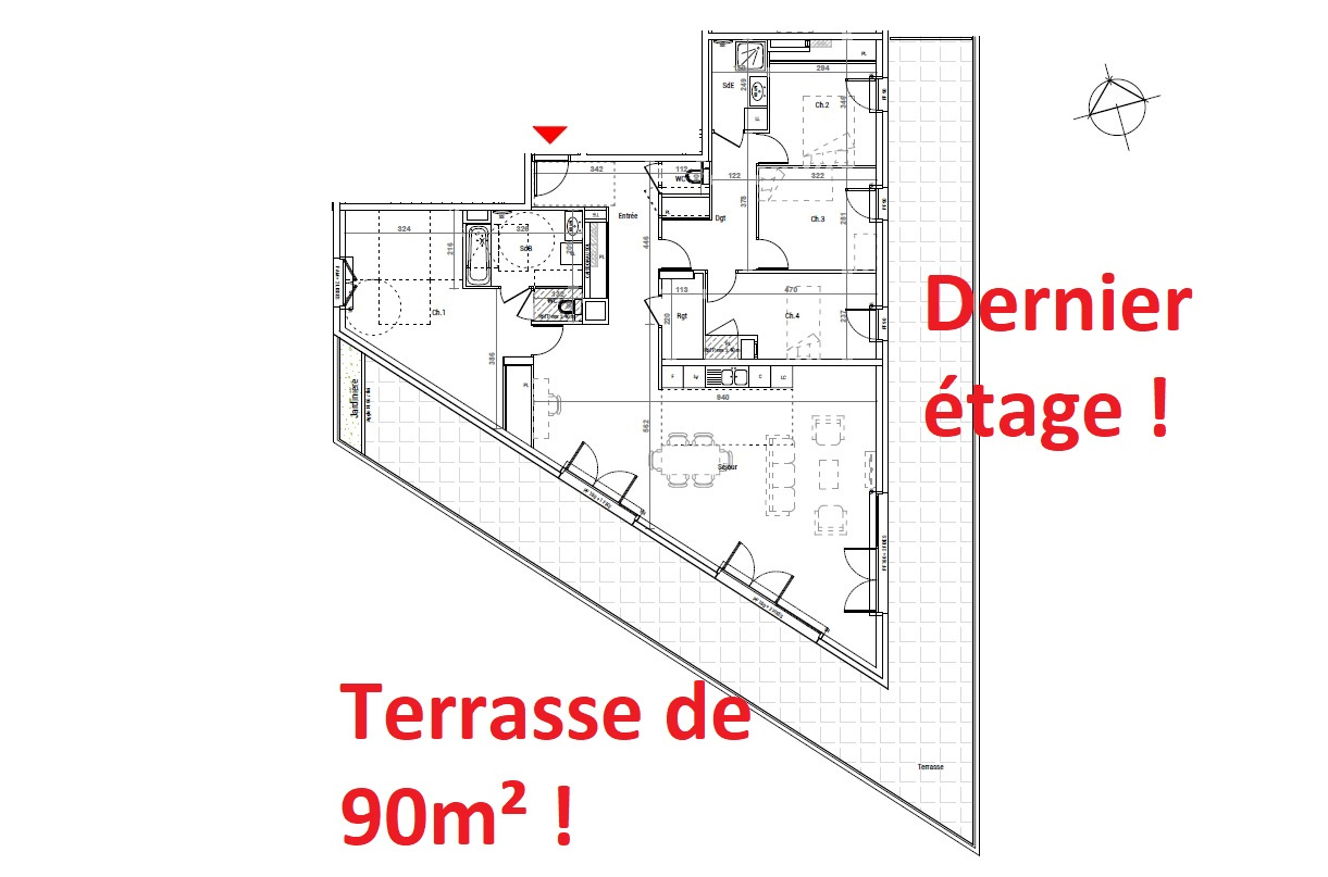 Appartement 5 pièces 136m2 avec terrasse de 90m2